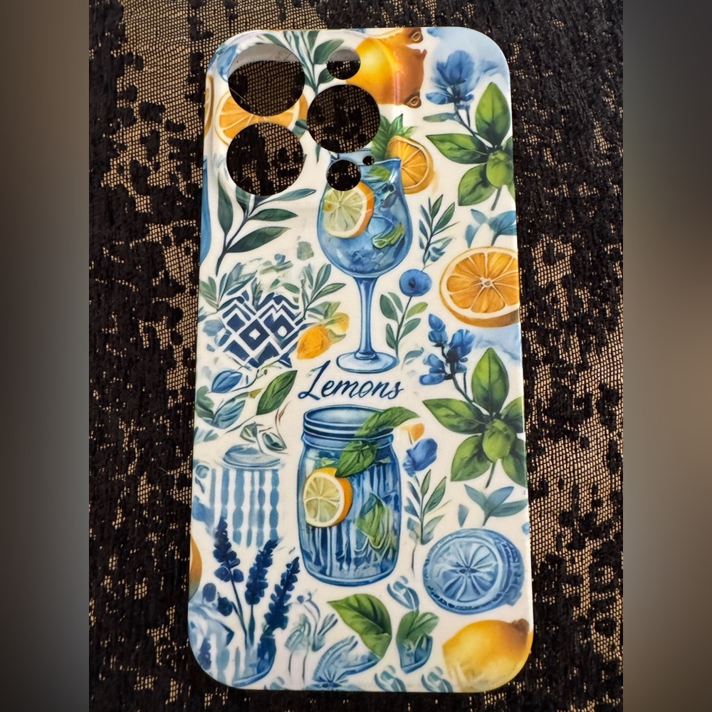 Lemon and Floral Pattern Phone Case - iPhone 15 pro